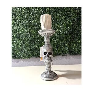 Martha Stewart Halloween Skull Candle Holder LED Decor Gothic Spooky Light Up